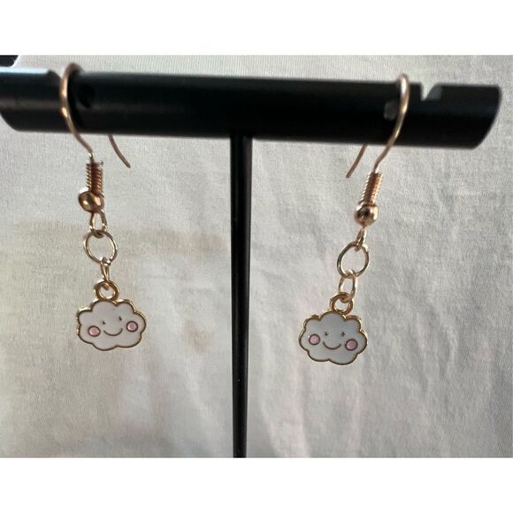 Bundle Of Thee Handmade Smiley Face Cloud Dangly Earrings - Picture 4 of 4